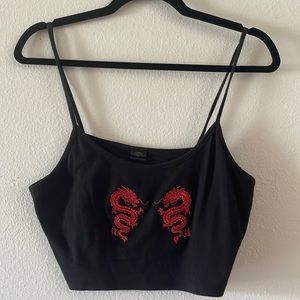 Cropped tank with dragons